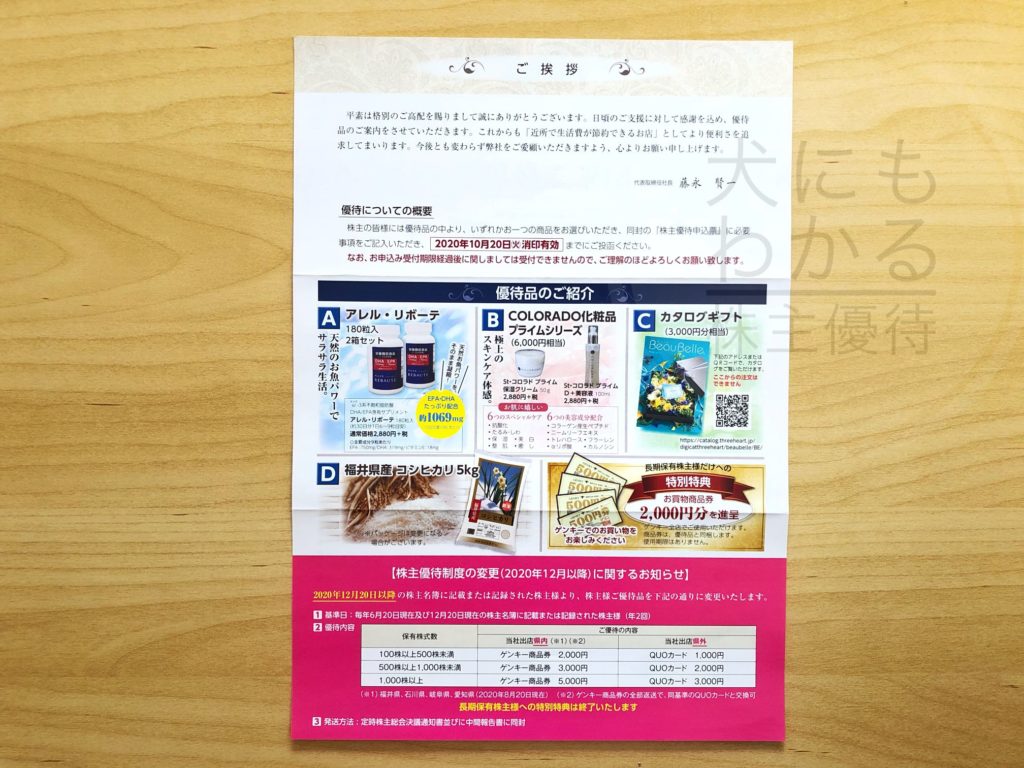 ゲンキー　株主優待　商品券　6000円