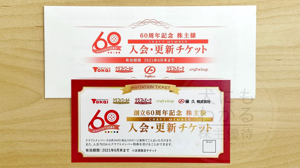 藤久　株主優待　60周年記念優待　入会　更新チケット